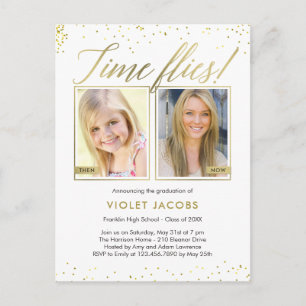 Time Flies Graduation Announcement Postcard