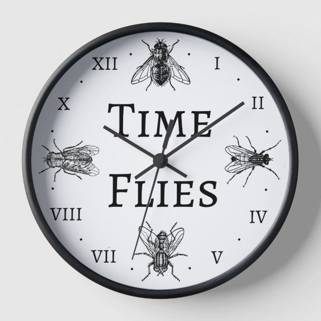 Time Flies Ironic Wall Clock (Front)