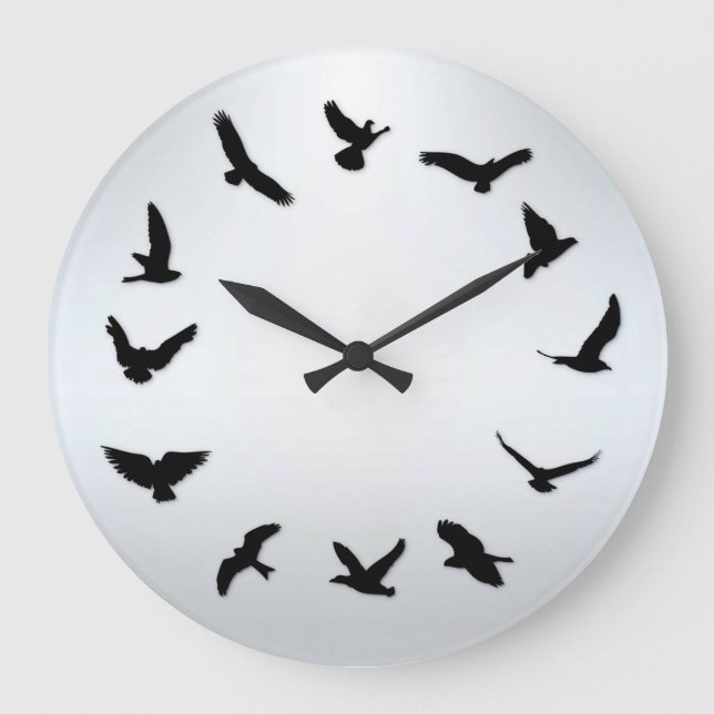 Time Flies Minimalist Novelty Bird Wall Clock (Front)