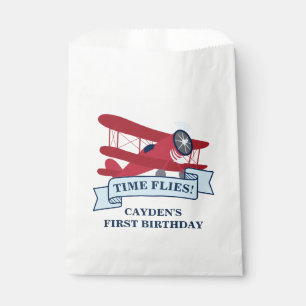 Time Flies Red Aeroplane Birthday Favour Bag
