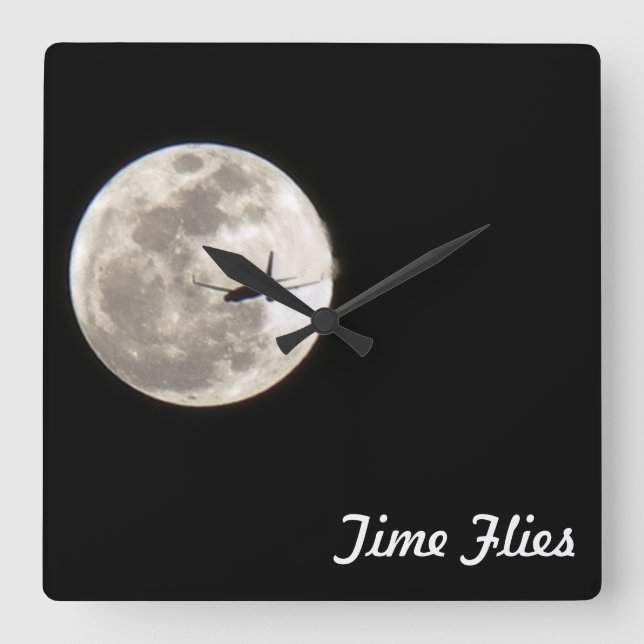 ~Time Flies~ WALL CLOCK, CUSTOMIZE IT! Square Wall Clock (Front)