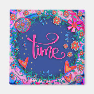 Time Floral Pretty Hearts Colourful Inspirivity Magnet