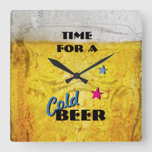 Time for a Cold Beer Square Wall Clock