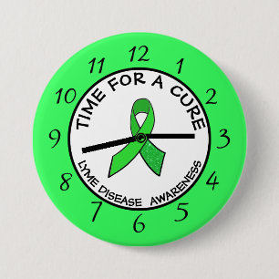 Time for a Cure Lime Awareness Ribbon Stickers 7.5 Cm Round Badge