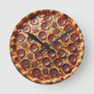 Time for a Slice Pizza Round Clock
