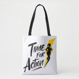 Time for Action Motivational Tote Bag Bold Fitne