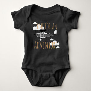 Time For An Adventure Vintage Aeroplane Baby Bodysuit
