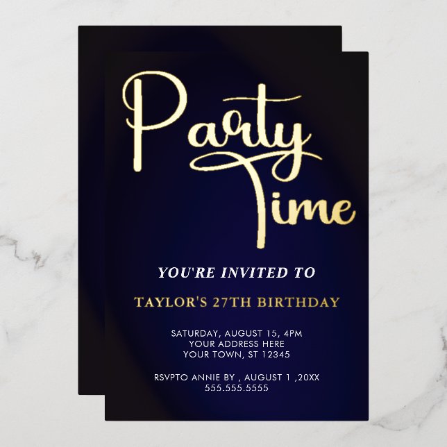 time for Celebrate  birthday in Blue and  (Front/Back)