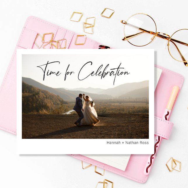 Time for Celebration Elopement Photo Announcement Postcard (Creator Uploaded)