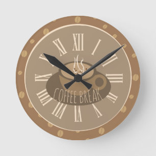 Time for Coffee Break Clock and Beans