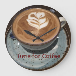 "Time for Coffee" Coffee Froth Mug and Saucer Large Clock