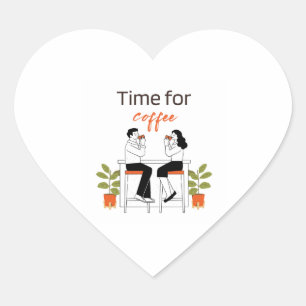 Time for Coffee Cute Couple Sticker for Laptop & B