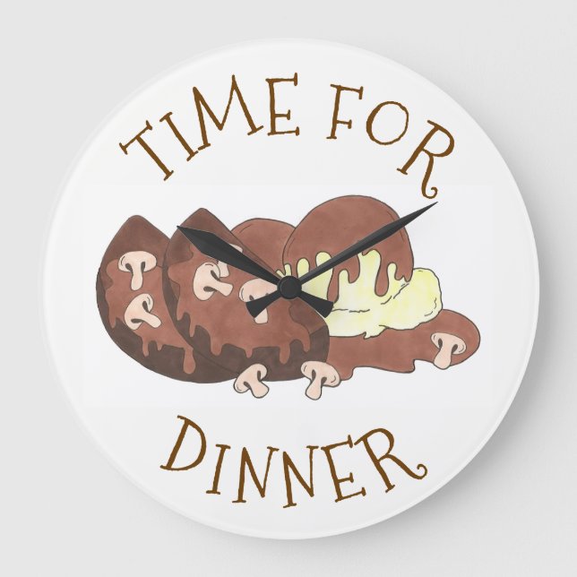 Time for Dinner Mashed Potates Meatloaf Gravy Food Large Clock (Front)