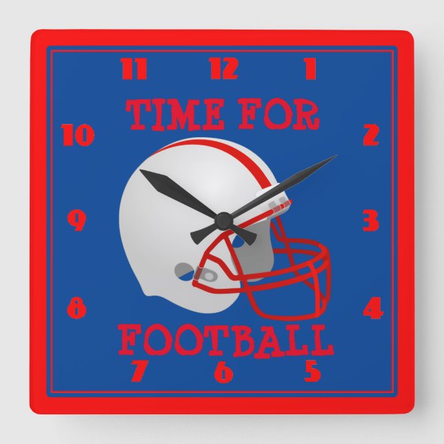 Time For FOOTBALL Square Wall Clock (Front)