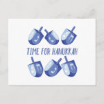 Time For Hanukkah Holiday Postcard<br><div class="desc">The design is beautiful and bright and fills you to the brim with holiday spirit and is perfect on gifts,  table runners,  kitchen linens,  home decor and on all things Hanukkah!</div>