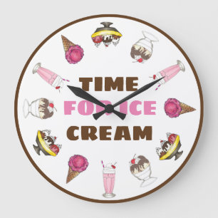 Time for Ice Cream Sundae Milkshake Banana Split Large Clock