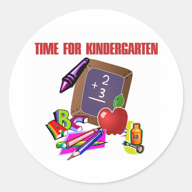 TIME FOR KINDERGARTEN CLASSIC ROUND STICKER (Front)