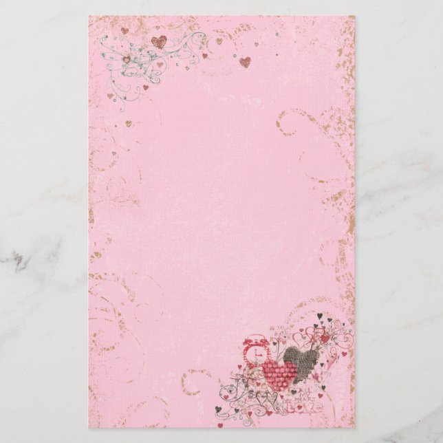 Time For Love Feminine Stationary Stationery (Front)