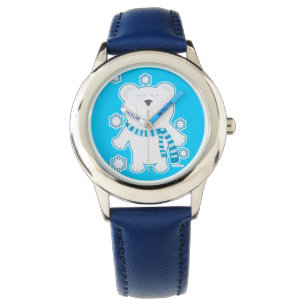 Time for Molar Polar Bear with Scarf Cartoon Watch