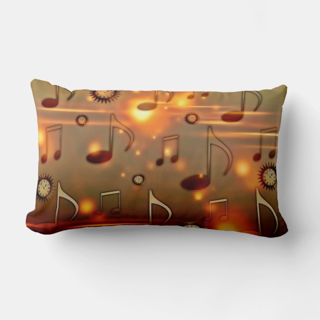 Time for Music, elegant gold and bronze colours Lumbar Cushion (Front)