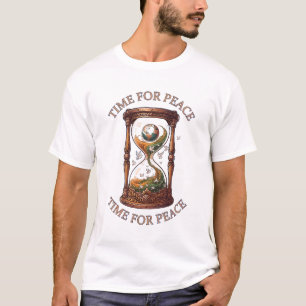 Time For Peace Surreal Hourglass Globe Illustratio T-Shirt
