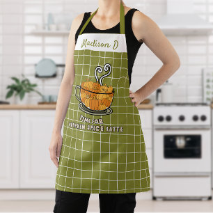 Time for Pumpkin Spice Latte Fall Custom Name Apron