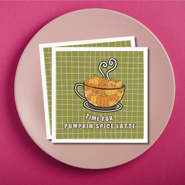 Time for Pumpkin Spice Latte Fall Dining Napkin (Creator Uploaded)