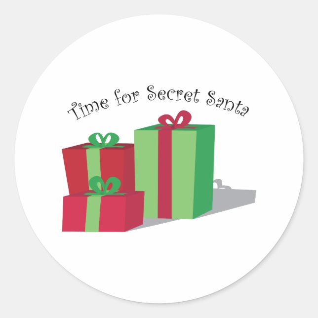 Time For Secret Santa Classic Round Sticker (Front)