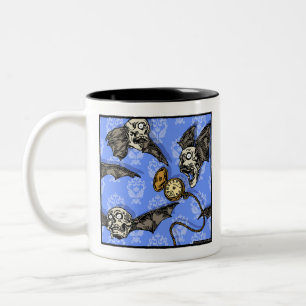 Time For Skull Bats - Pop Goth Nightmare Surreal Two-Tone Coffee Mug