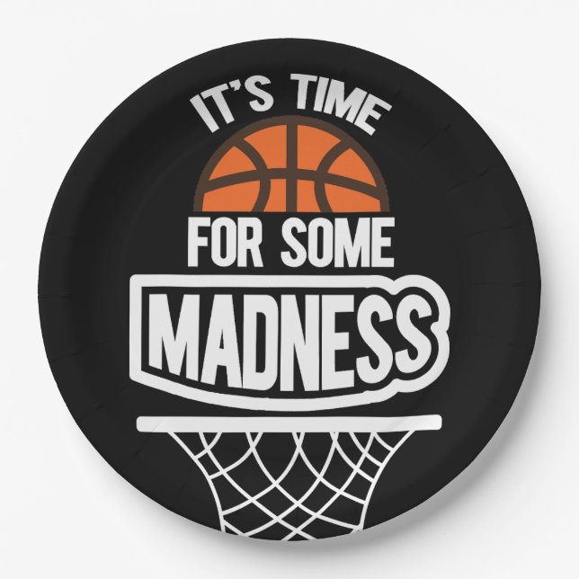 Time for Some Madness Basketball Watch Party Paper Plate (Front)