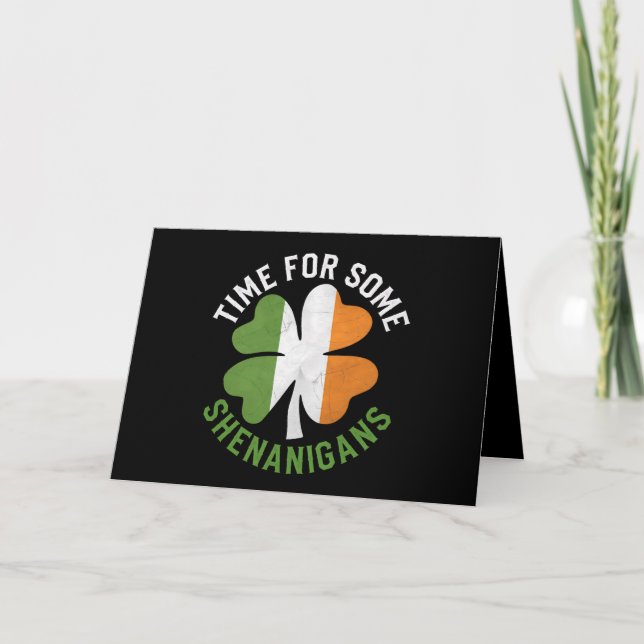 Time For Some Shenanigans Clover St Patrick's Day Thank You Card (Front)