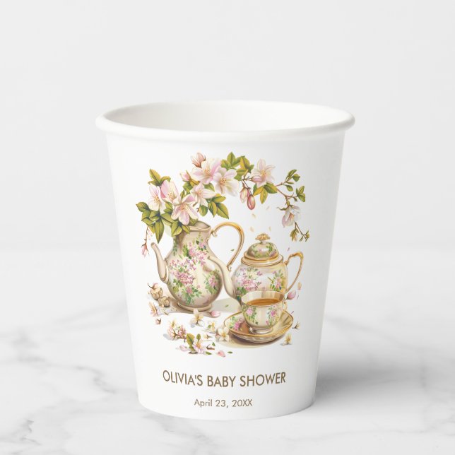 Time for Tea / A Baby is Brewing Baby Shower Paper Cups (Front)