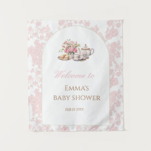 Time for Tea Baby Shower Backdrop Tapestry