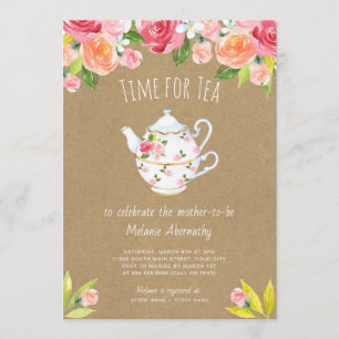 Time for tea baby shower invitation