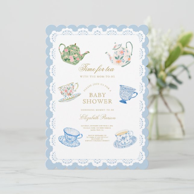 Time for tea Baby Shower Invitation (Standing Front)