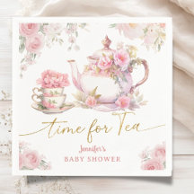 Time for Tea Baby Shower Pink Floral Paper