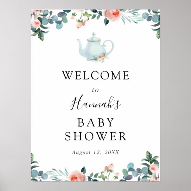 Time for Tea Baby Shower Welcome Poster (Front)