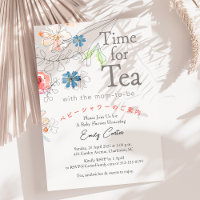 Time for Tea Baby Shower Wildflower Red Blue