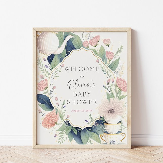 Time for Tea Baby Shower Wildflower Welcome Poster (Creator Uploaded)