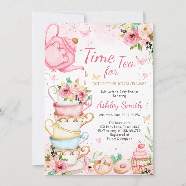 Time for Tea Birthday Party Invitation (Front)