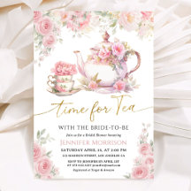 Time for Tea Bridal Shower Floral Pink Elegant