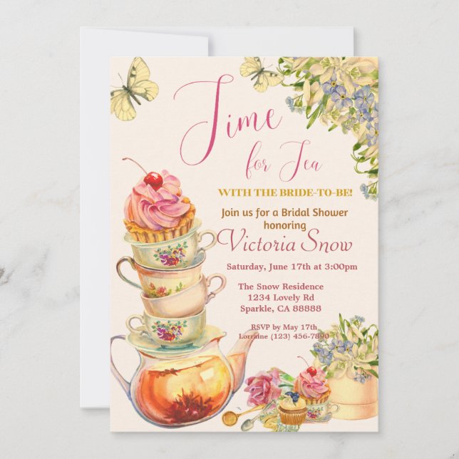 Time for Tea Bridal Shower Invitation (Front)