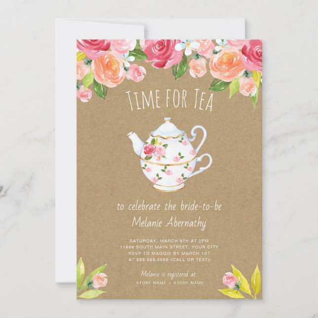 Time for tea bridal shower invitation (Front)