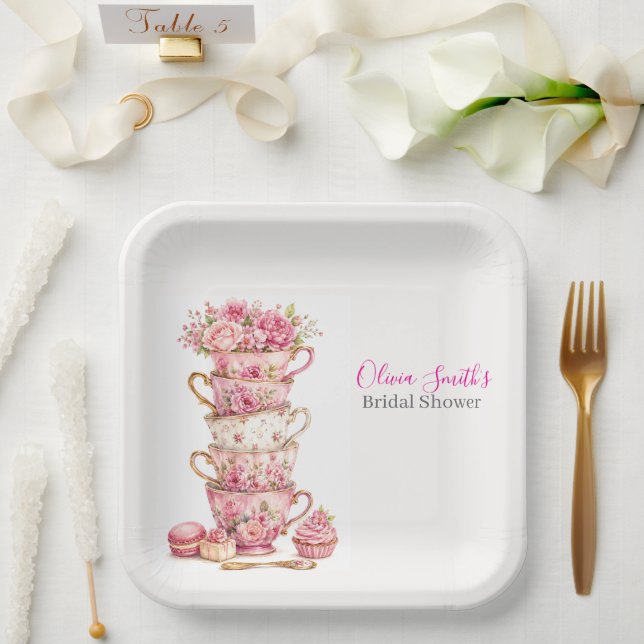 Time for Tea Bridal Shower Paper Plate (Wedding)