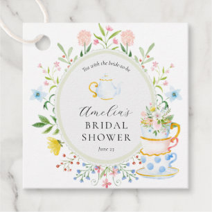 Time for Tea Bridal Shower Whimsical Wildflower Favour Tags