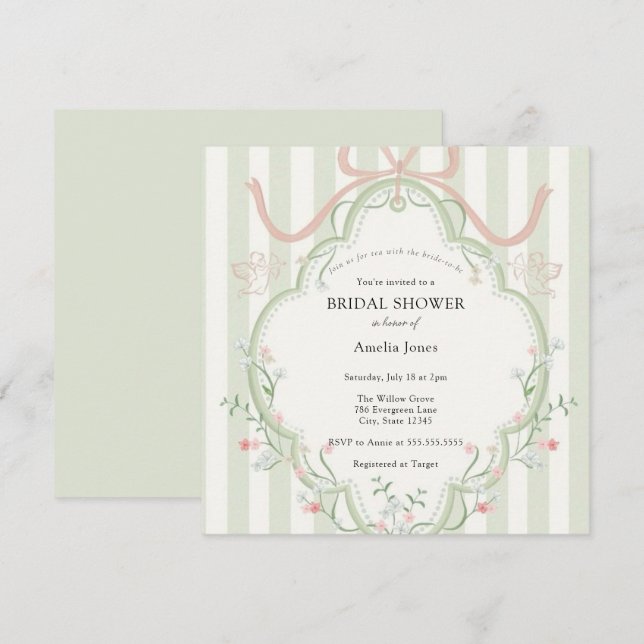 Time for Tea Bridal Shower Wildflower  Invitation (Front/Back)