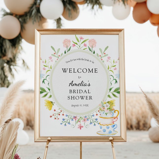 Time for Tea Bridal Shower Wildflower Welcome Poster (Creator Uploaded)