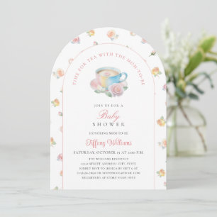 Time For Tea Elegant Floral Tea Party Baby Shower Invitation