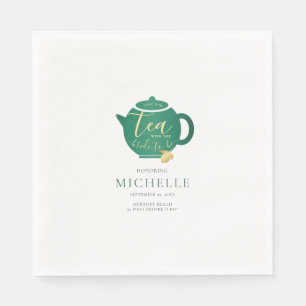 Time for Tea Emerald Gold Modern Bridal Shower Napkin
