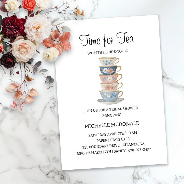 Time for Tea Floral Bridal Shower Invitation (Creator Uploaded)